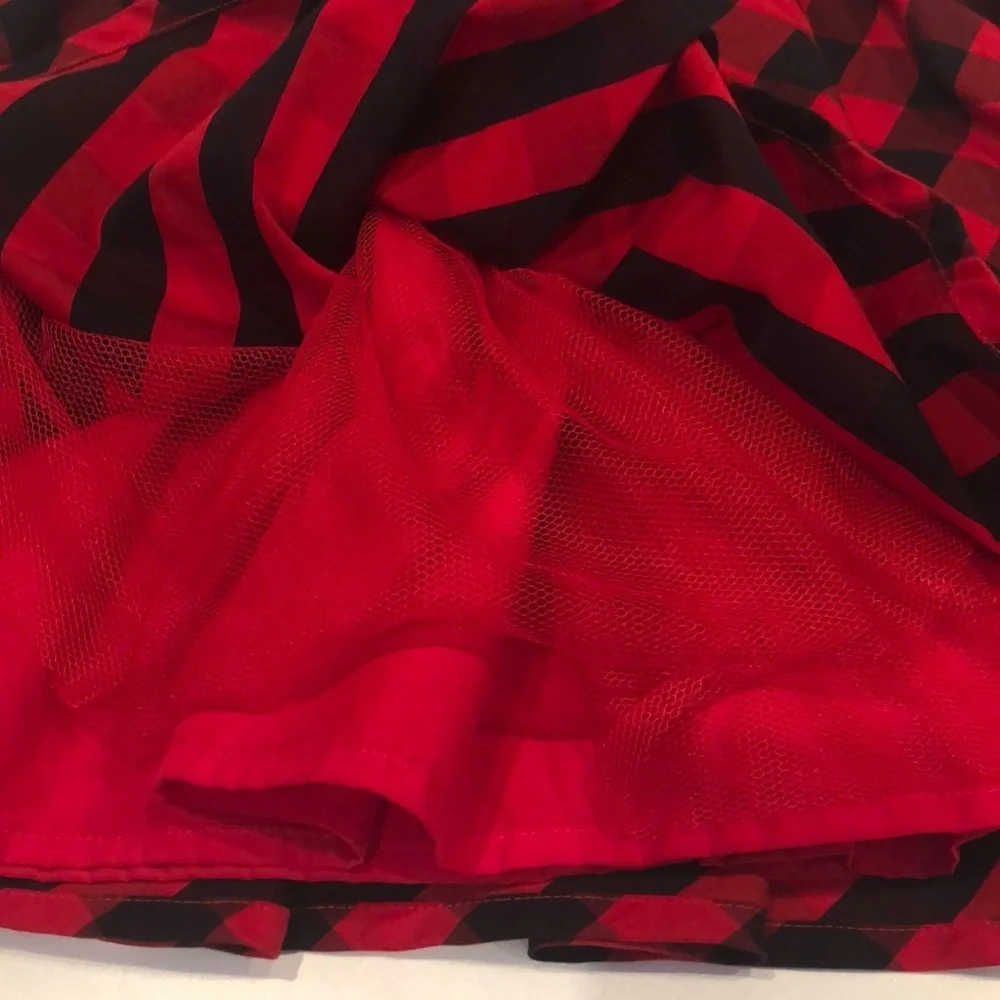 Just One You Carter's Red Black Buffalo Plaid Puff Sleeve A-Line Dress Girls 5T